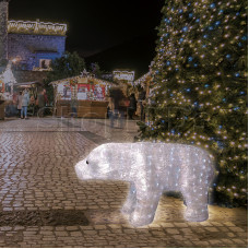 Акриловая светодиодная фигура «Полярный медведь» 112х58 см, 400 светодиодов, понижающий трансформатор в комплекте